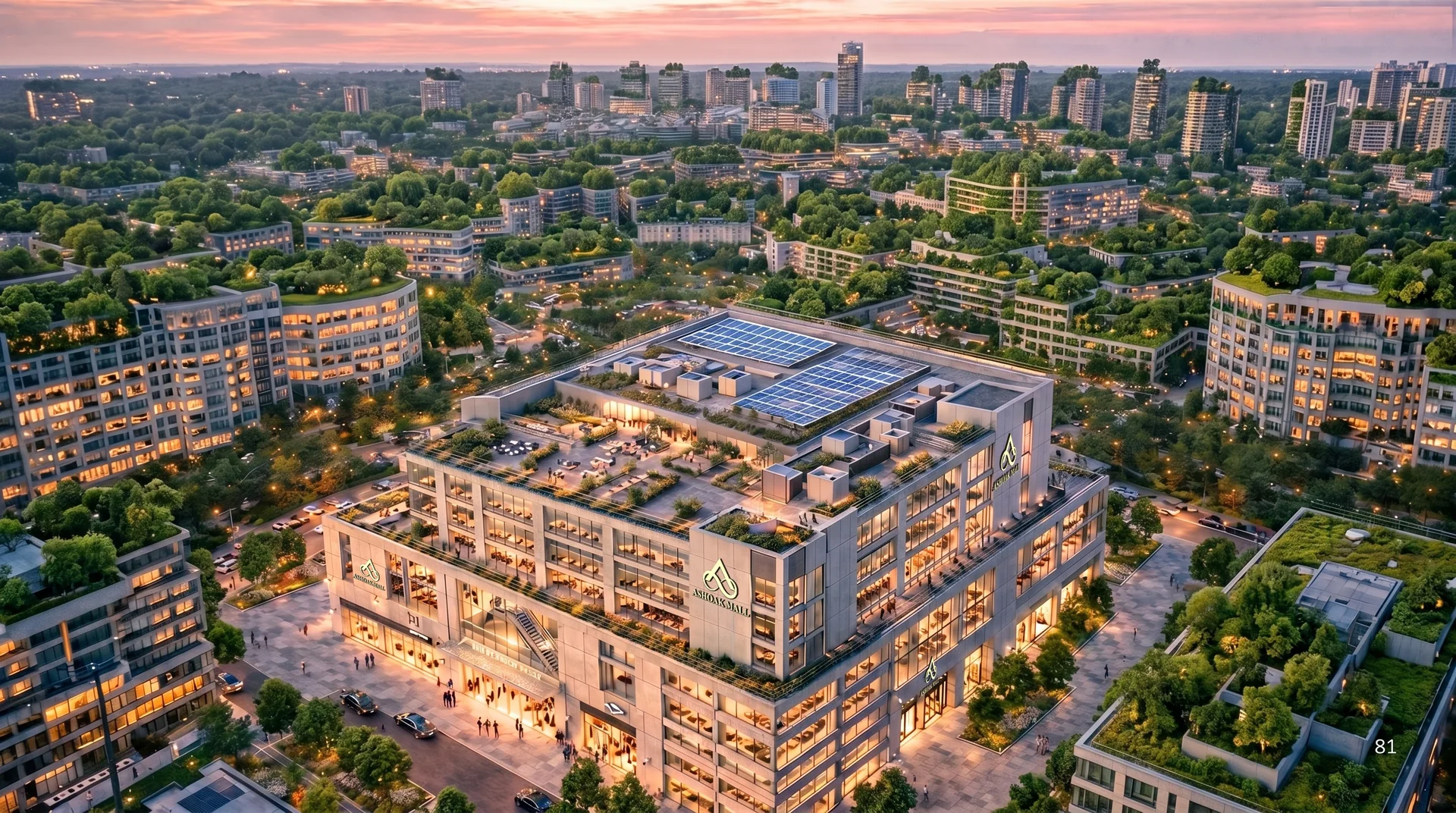 Aerial view of Ashoak Mall within the surrounding Jalna district