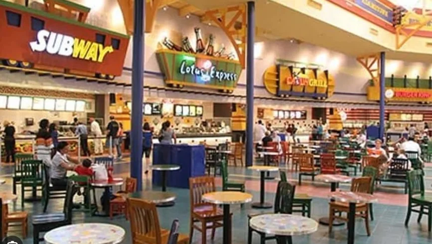 Food court counters and seating
