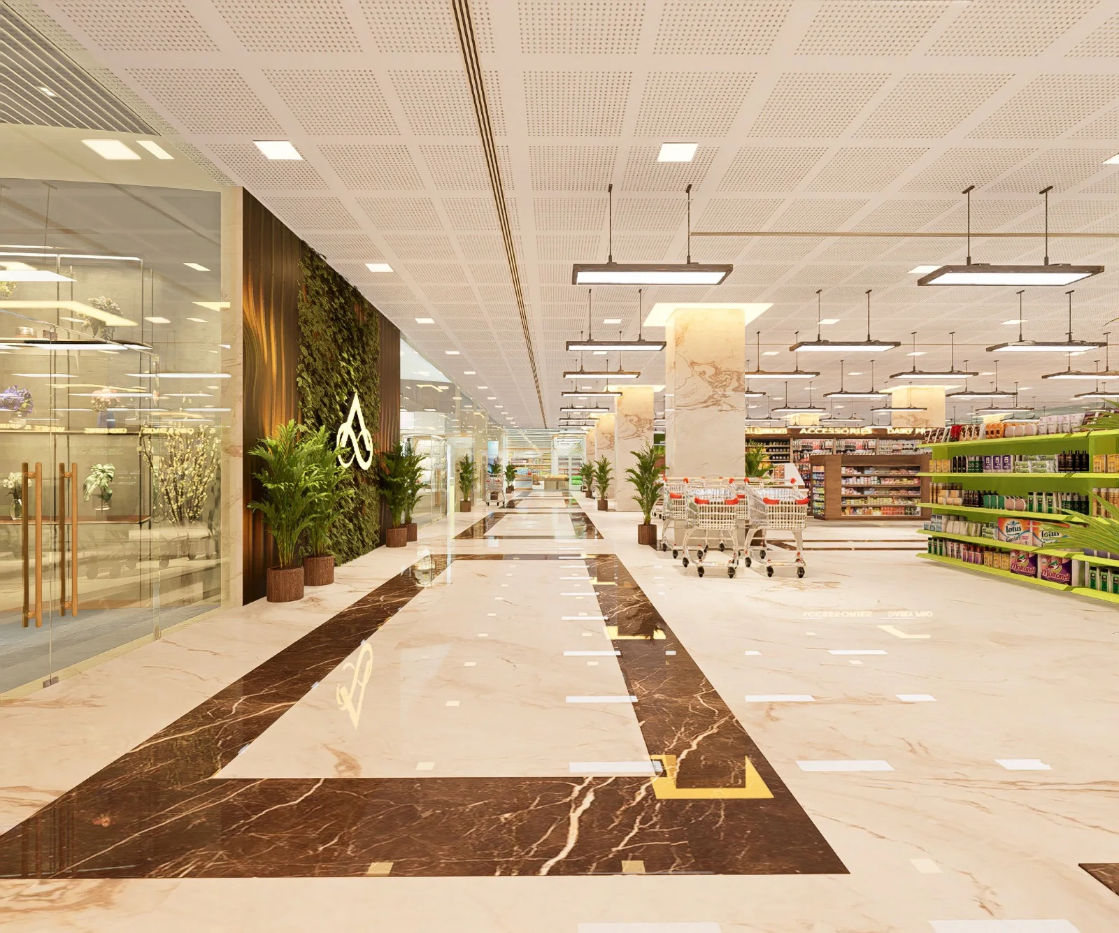 Hypermarket concourse on the lower ground level