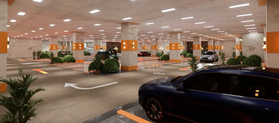 Basement parking at Ashoak Mall