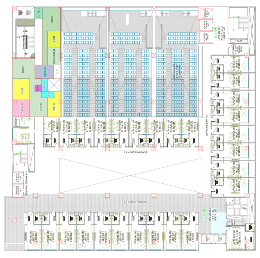 Official sixth floor plan — theatre and hotel rooms