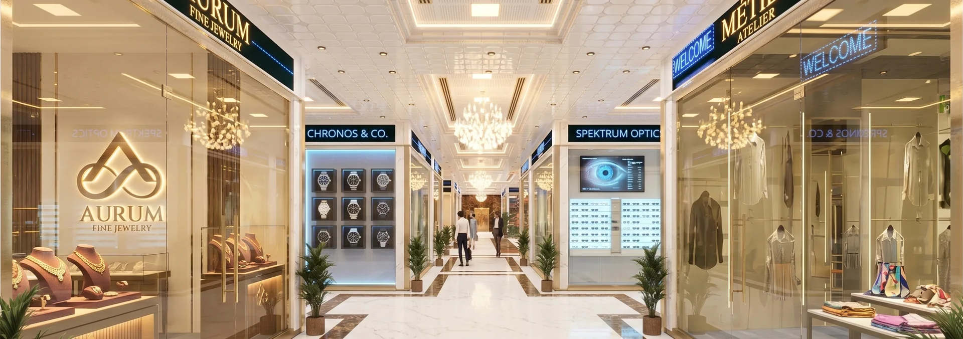 The retail high street at Ashoak Mall