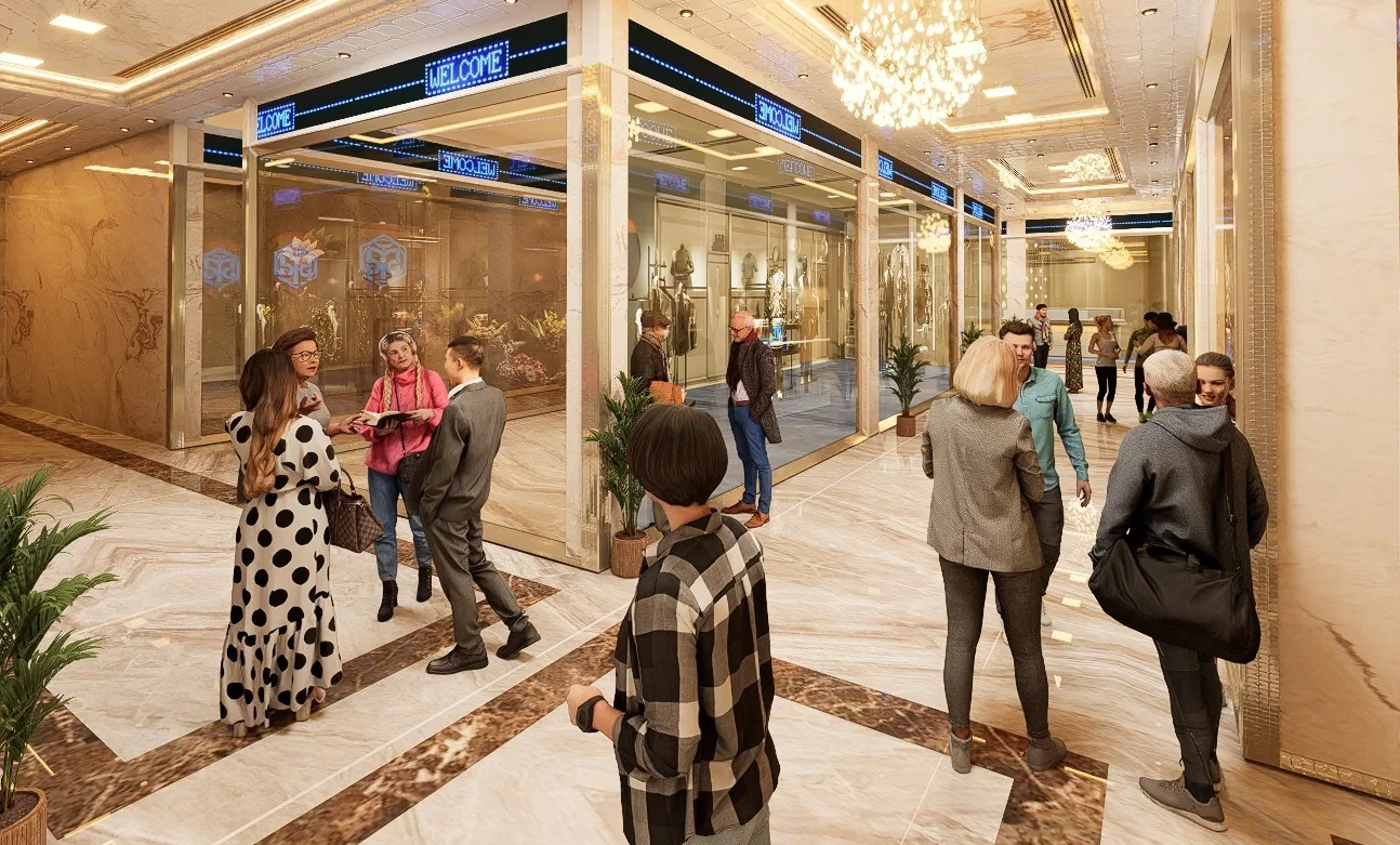 Shoppers on the retail concourse at Ashoak Mall